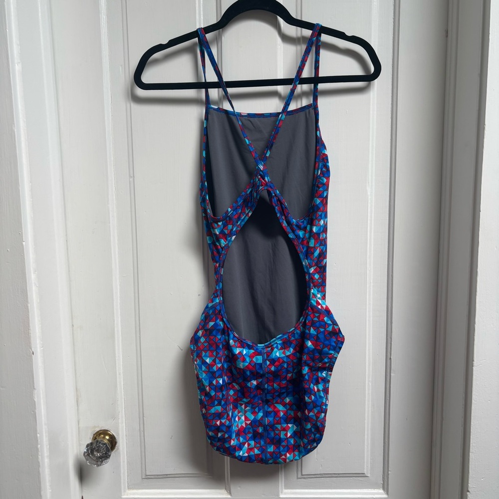 Speedo Women's One Piece - Red and Blue Fracture Pattern - Picture 7 of 8